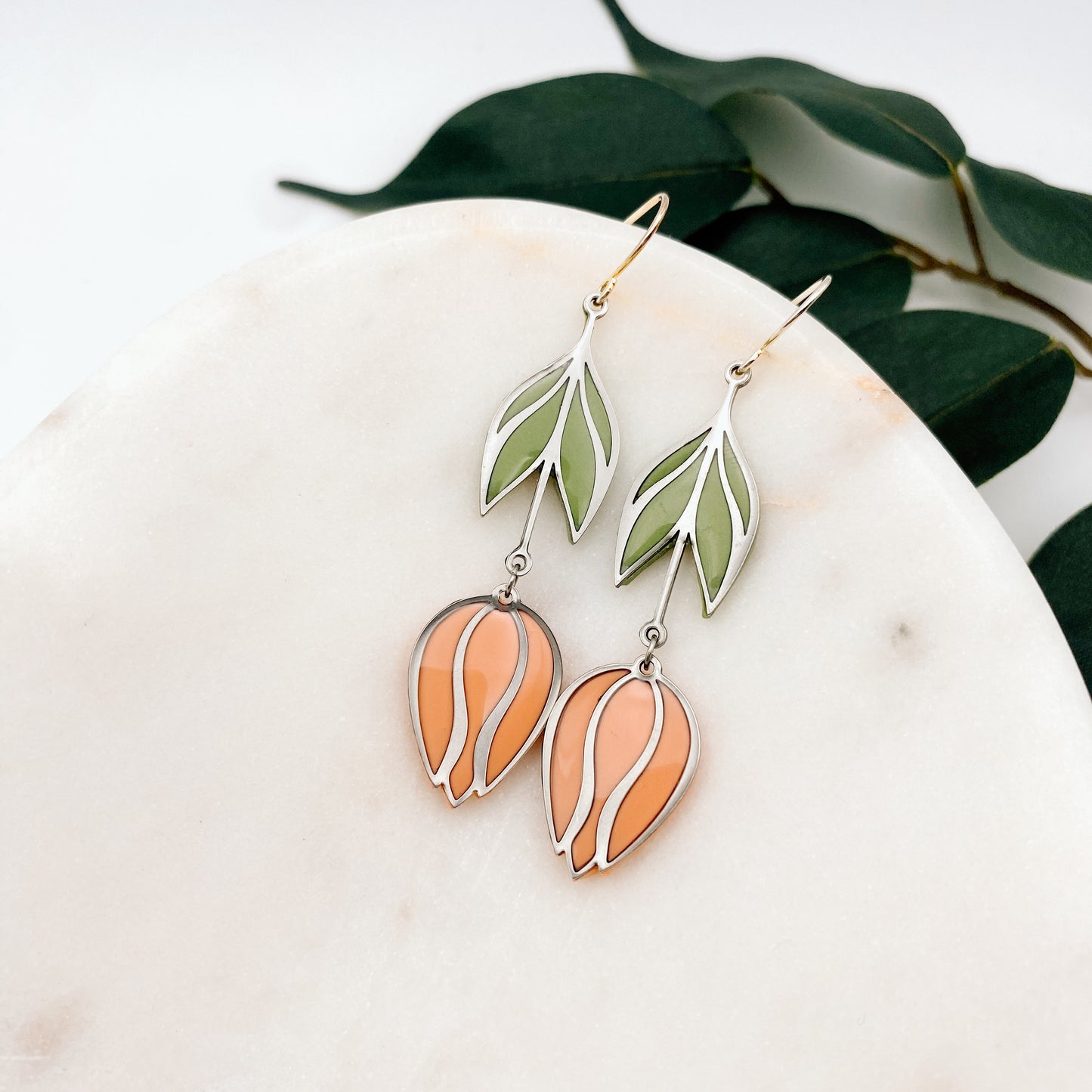Orange Tulip Earrings