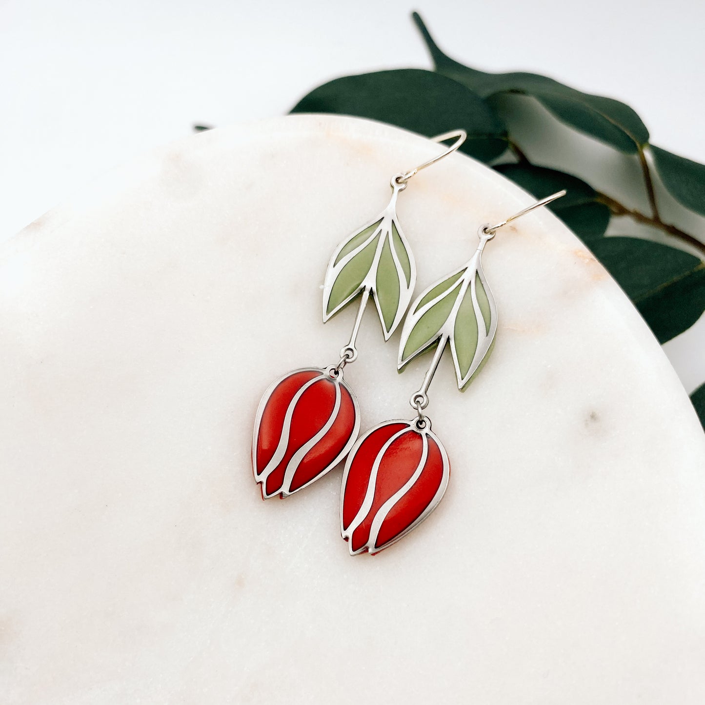 Red Tulip Earrings