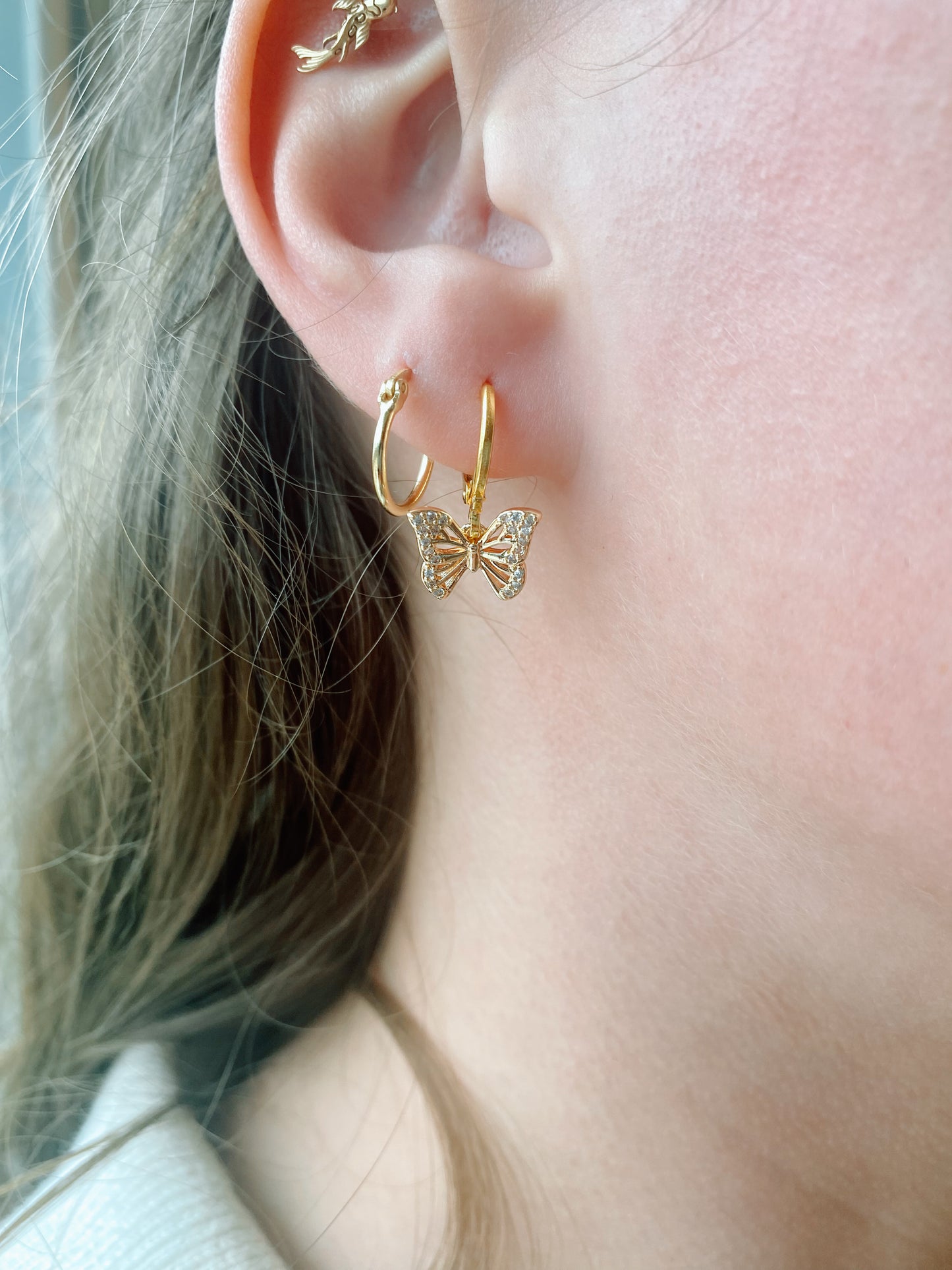Dainty Butterfly Huggies