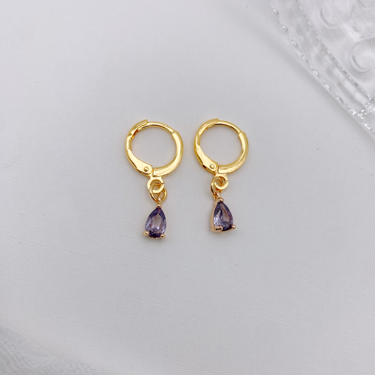 Tiny Purple Teardrop Huggies