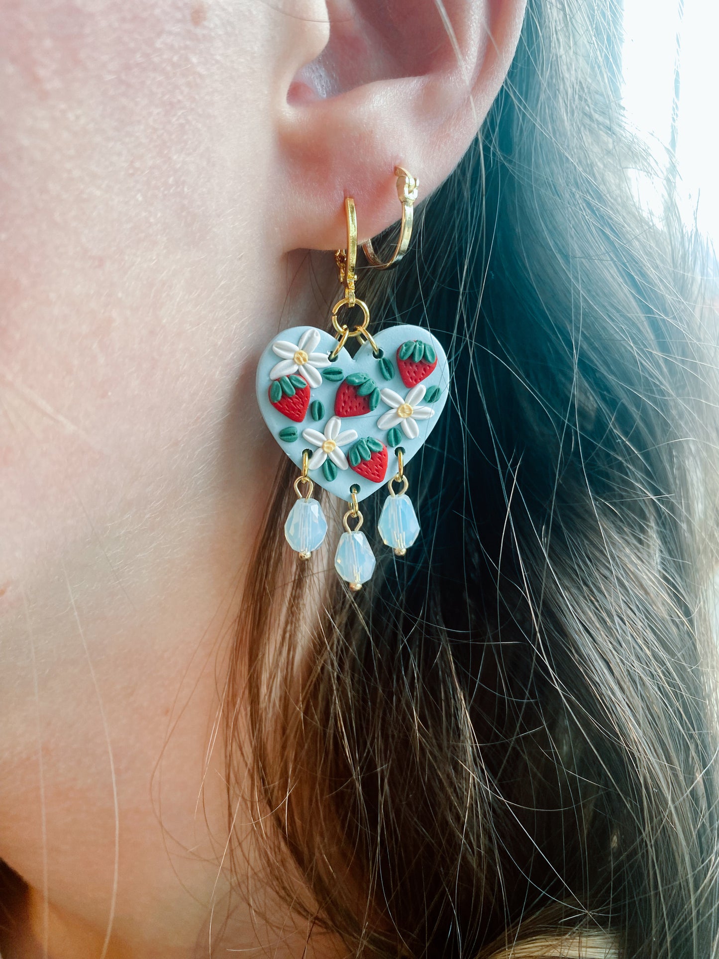 Light Blue Strawberry Hearts