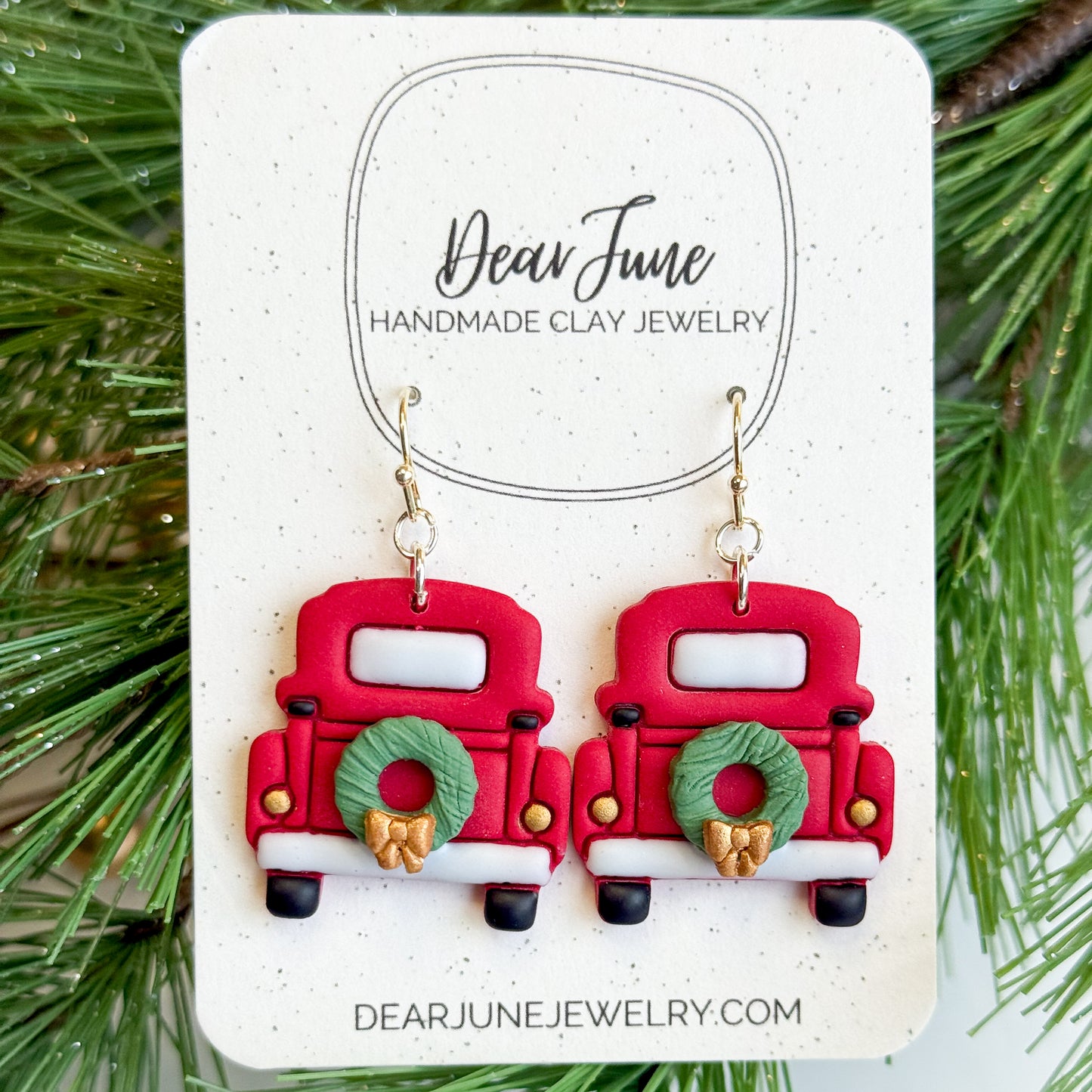 Red Christmas Truck Earrings