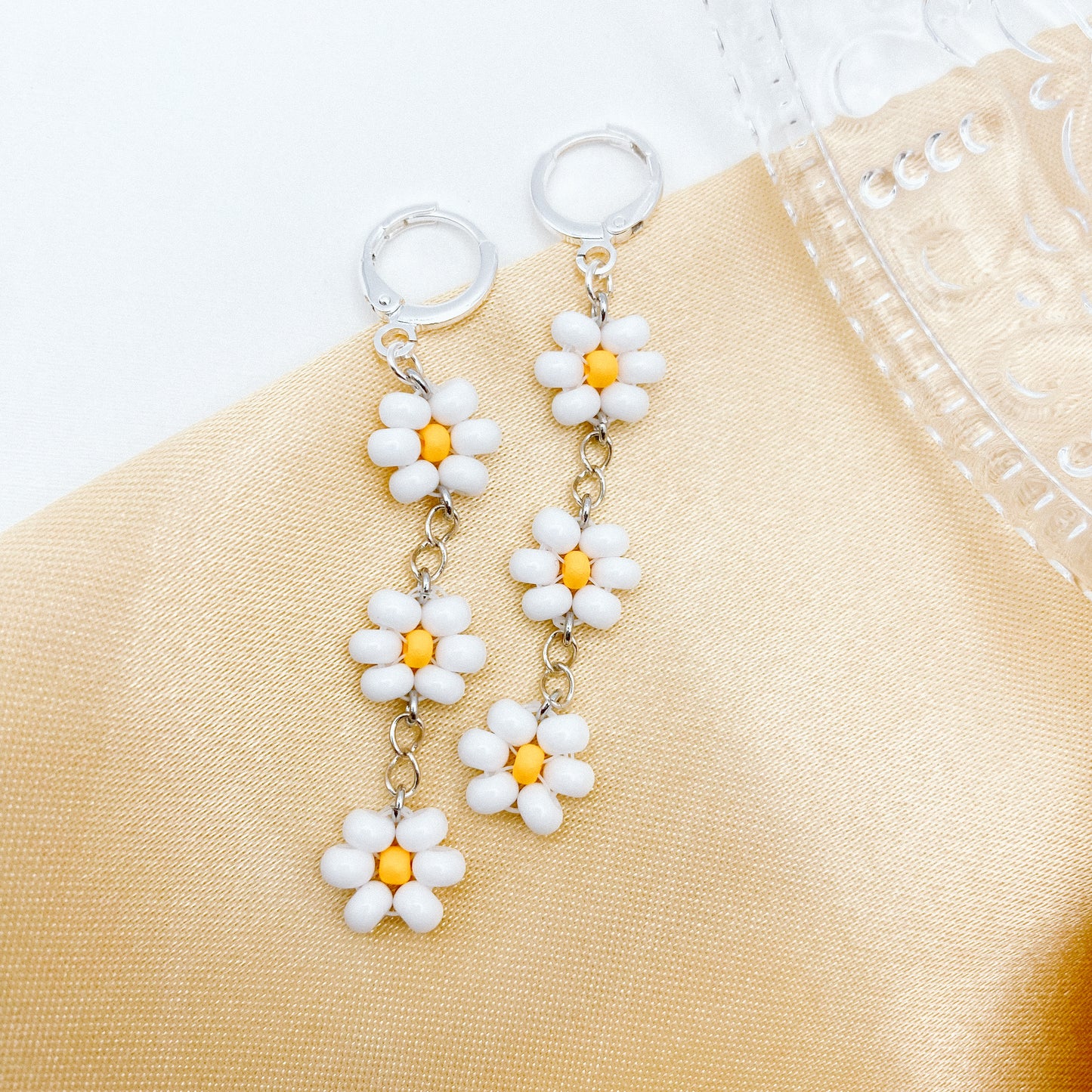 Daisy Floral Beaded Huggies
