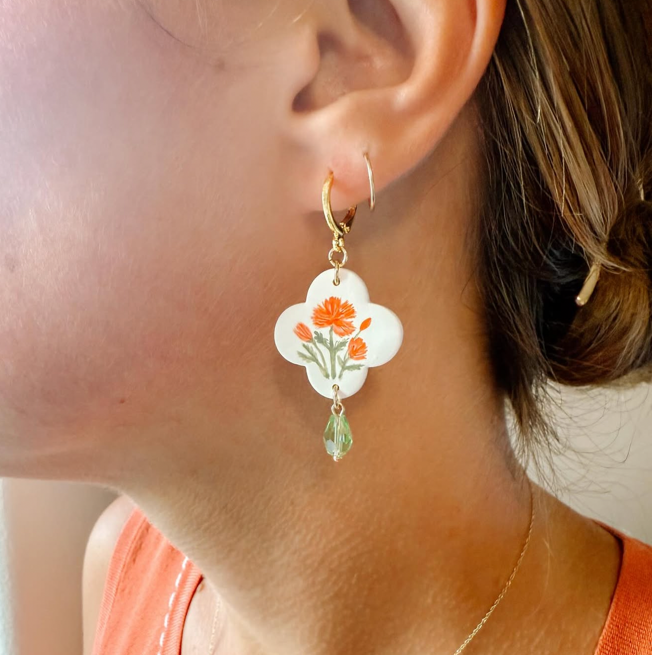 Hand Painted Floral Earrings