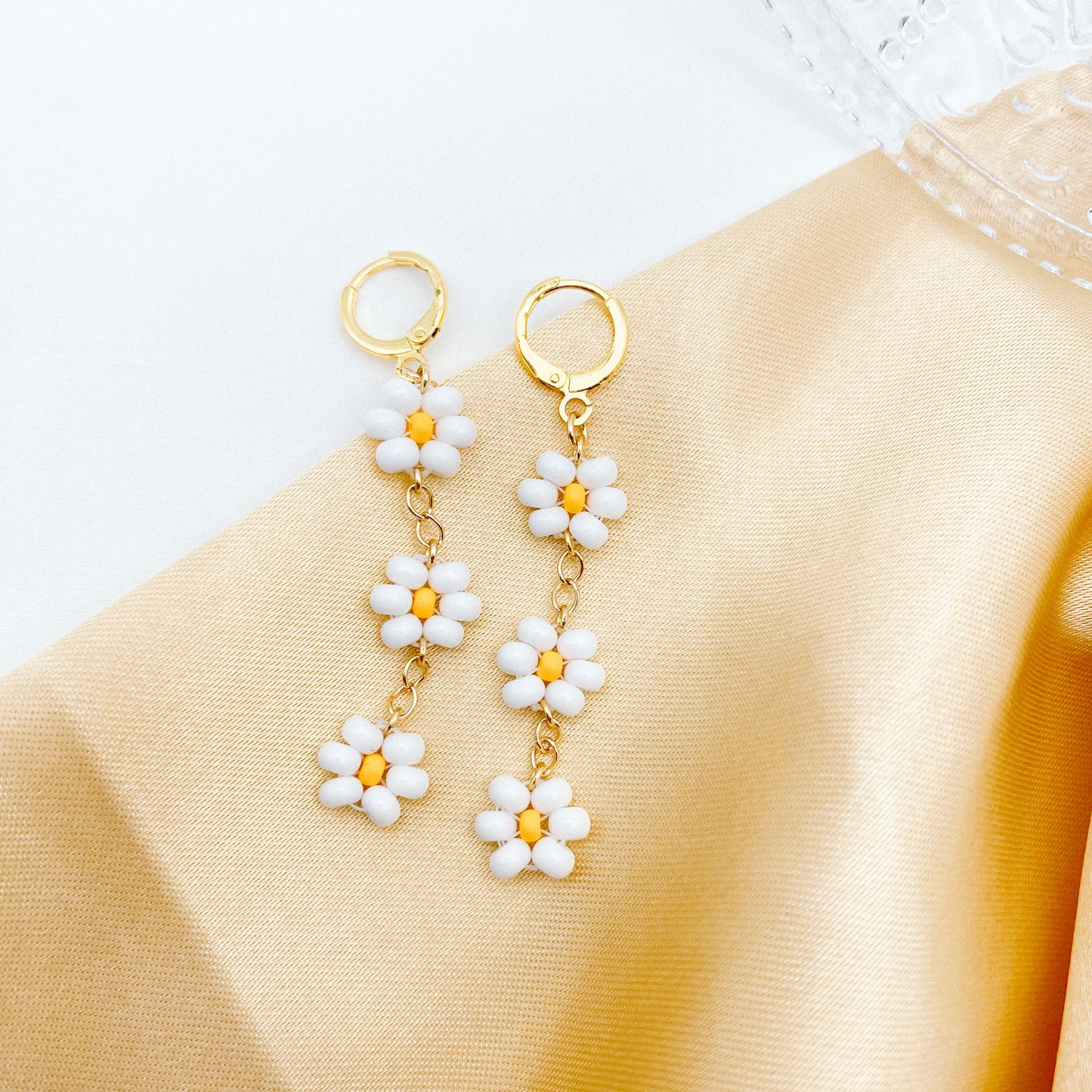 Daisy Floral Beaded Huggies