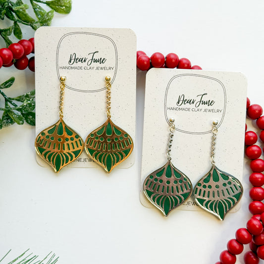 Green Ornament Earrings