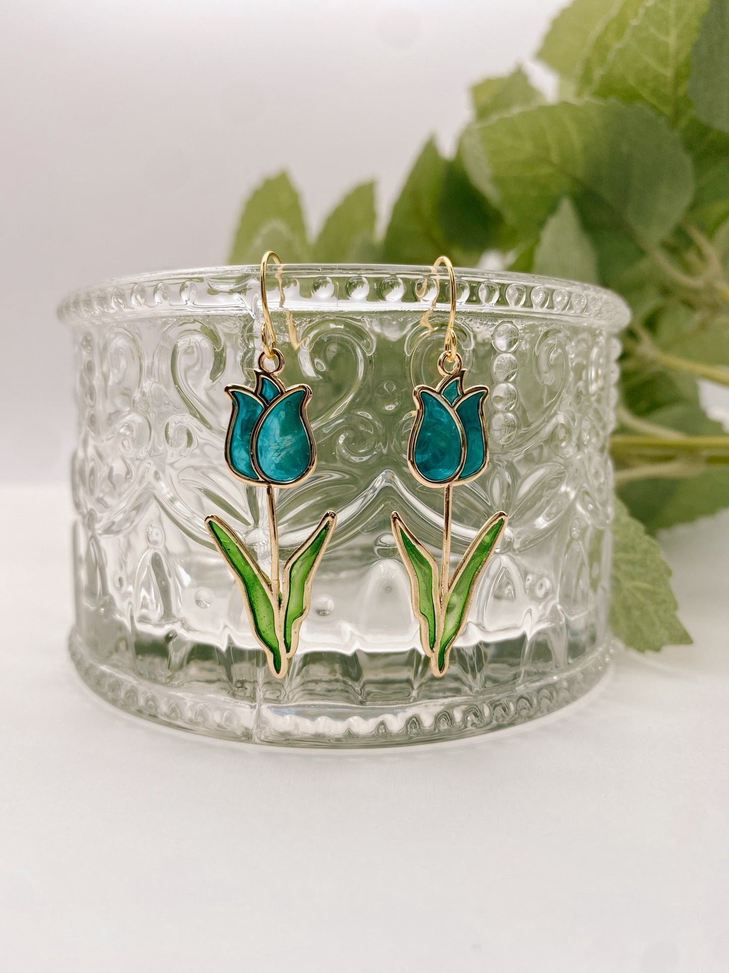 Turquoise Glass Tulips