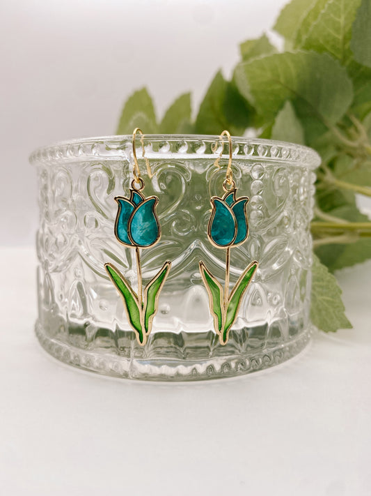 Turquoise Glass Tulips
