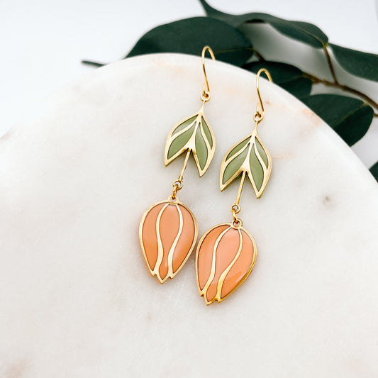 Orange Tulip Earrings