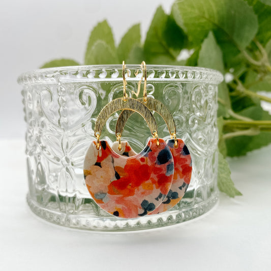 Orange Floral Earrings