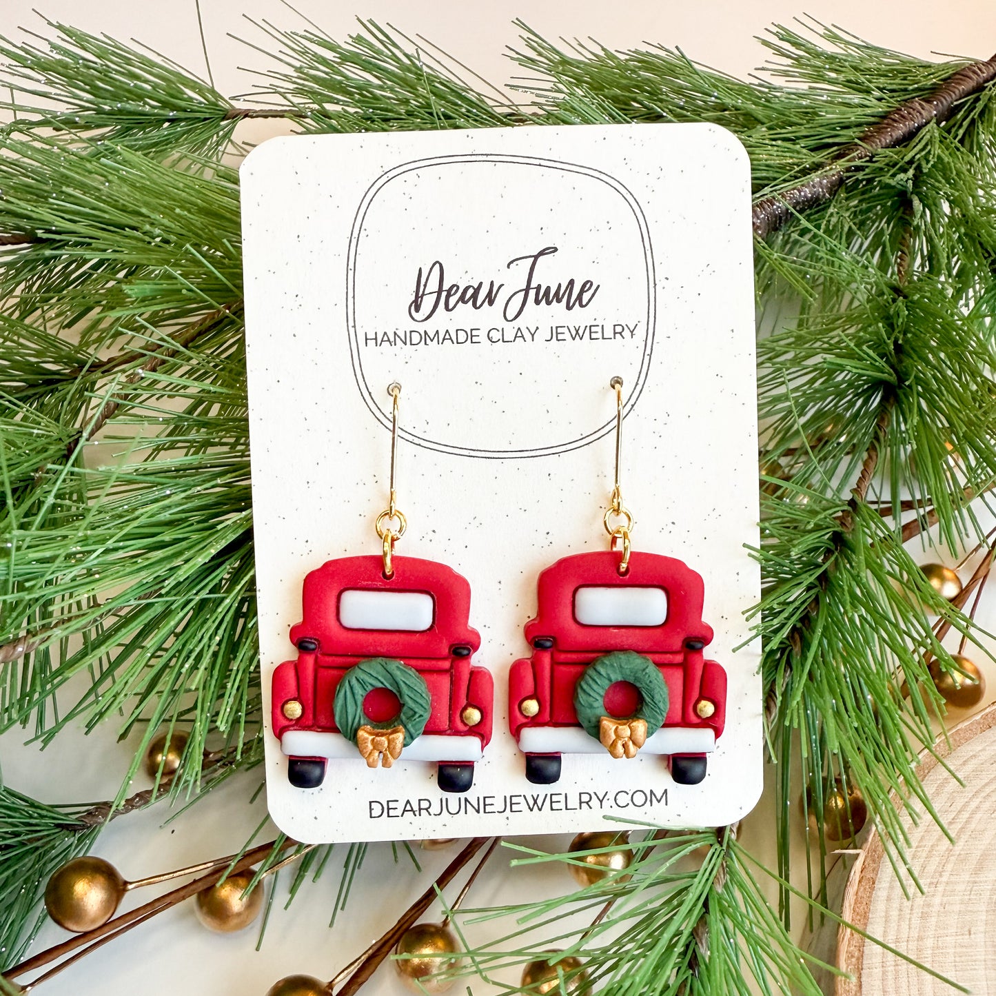 Red Christmas Truck Earrings