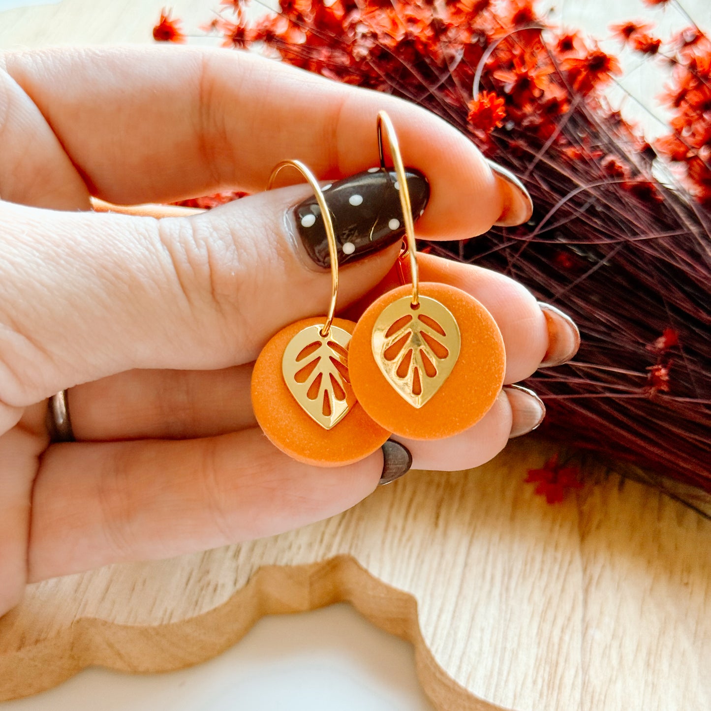 Orange Leaf Hoops