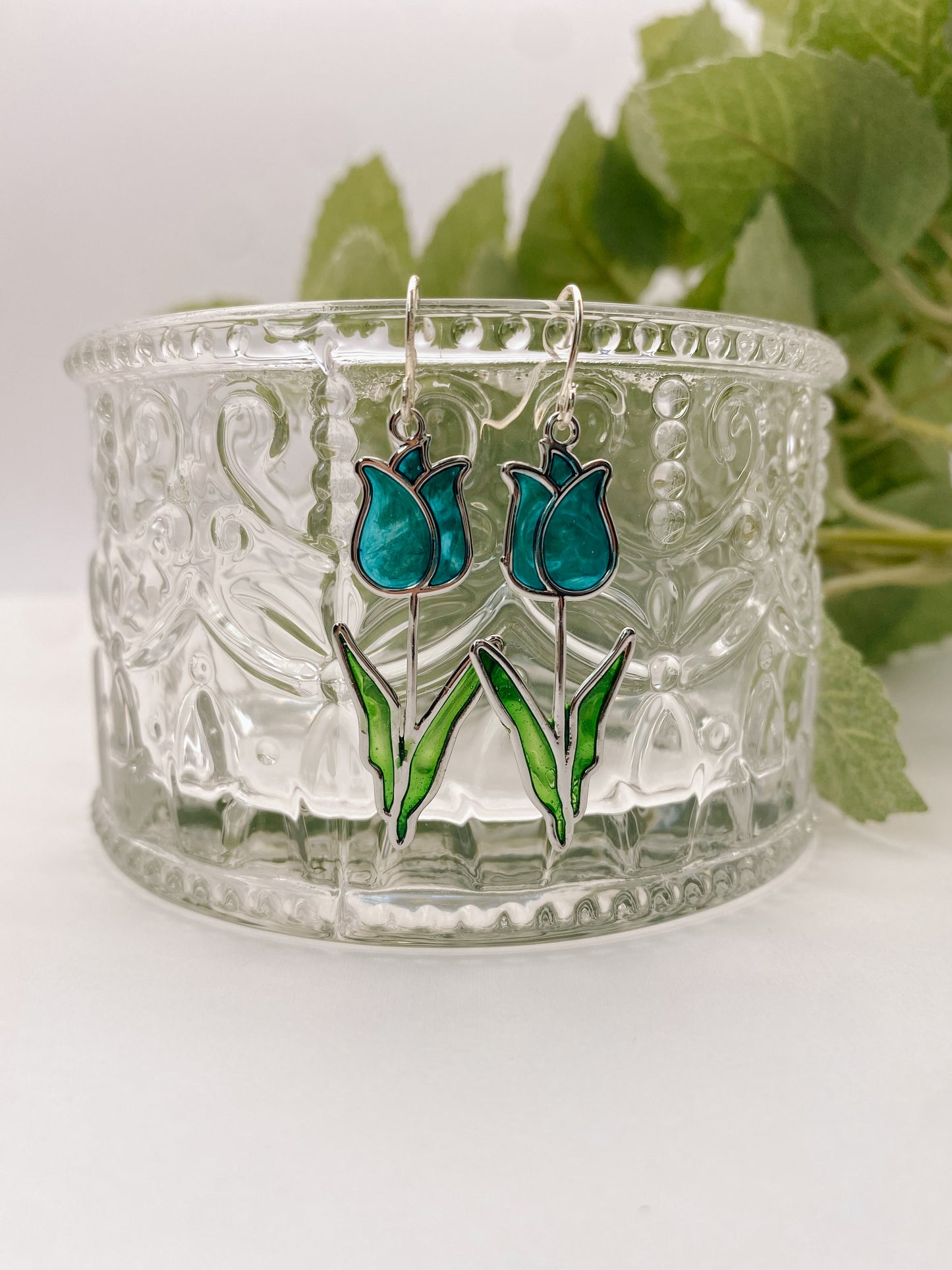 Turquoise Glass Tulips