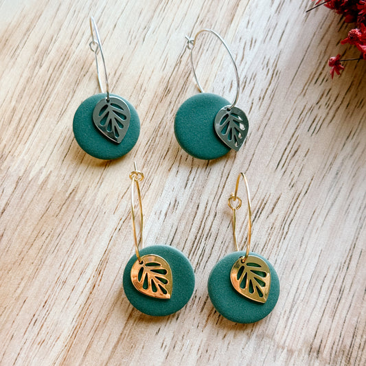 Green Leaf Hoops