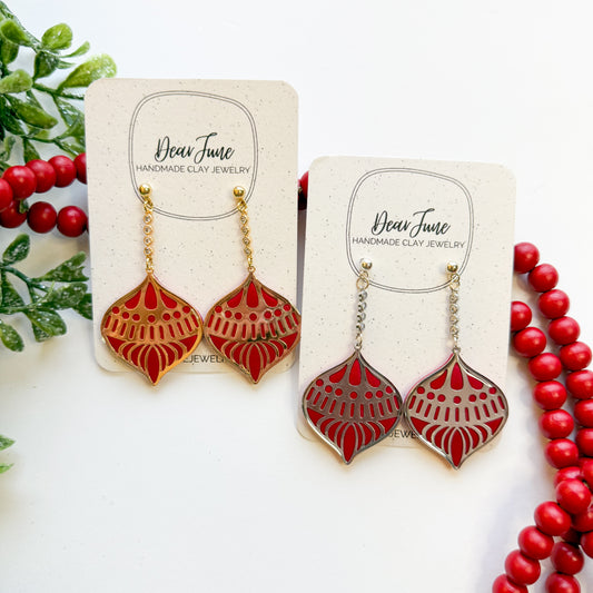 Red Ornament Earrings