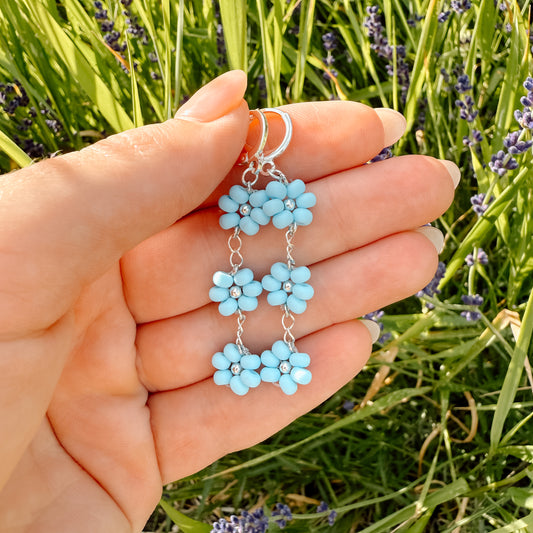 Baby Blue Floral Beaded Huggies