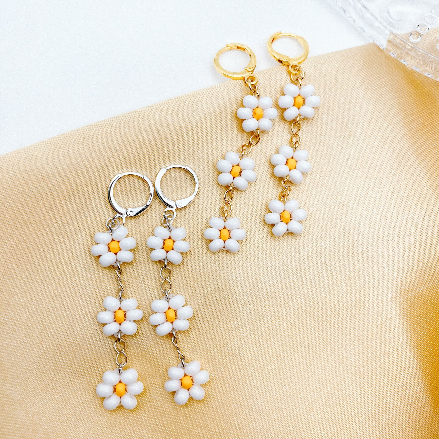 Daisy Floral Beaded Huggies