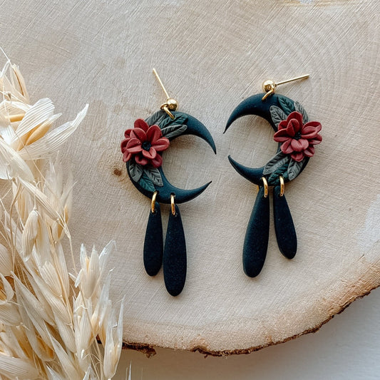 Floral Moon Dangles