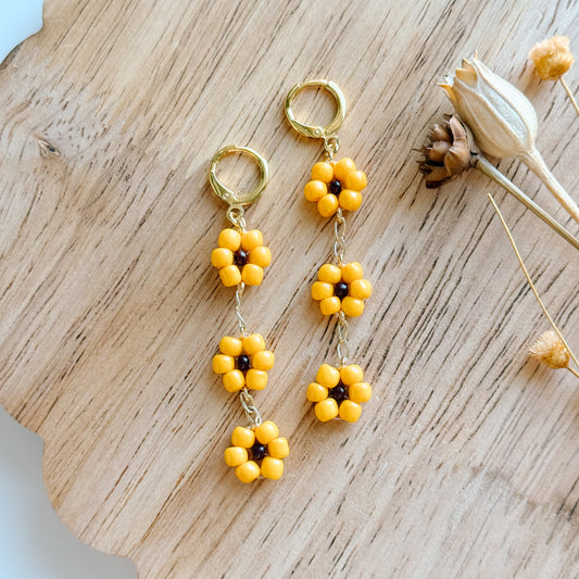 Sunflower Beaded Huggies