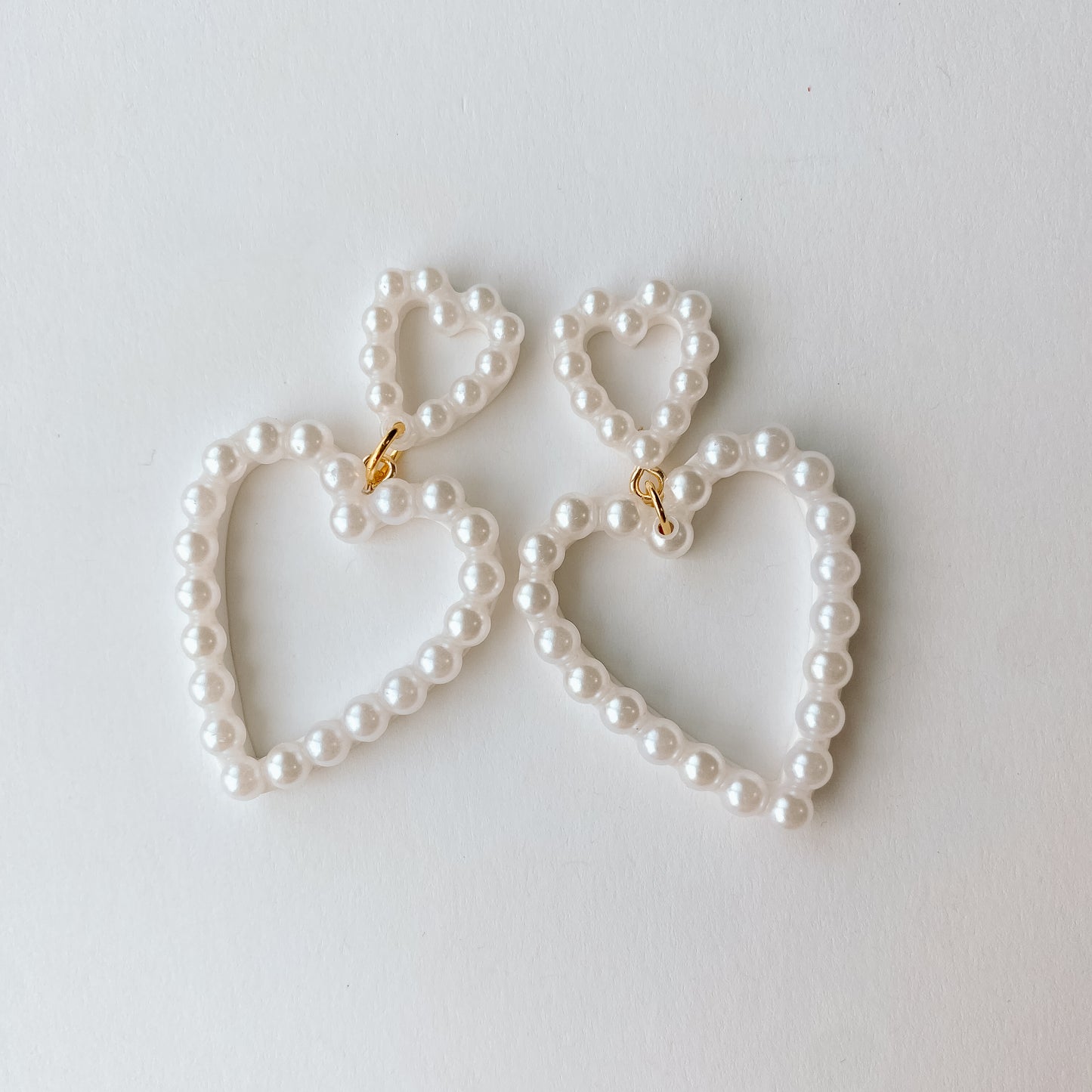 White Pearl Heart Dangles